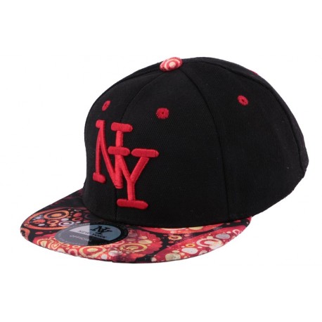 Casquette Enfant NY noire et rouge jusqu'a 7ans Casquette Enfant Hip Hop Honour