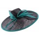 Chapeau cérémonie Danaé en sisal noir et turquoise ANCIENNES COLLECTIONS divers