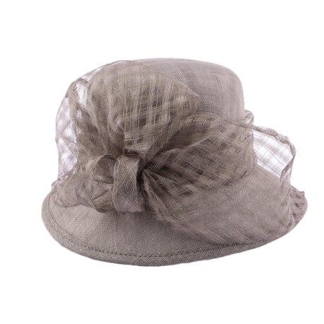 Chapeau Cérémonie Daphné en sisal Gris Chapeau cérémonie Léon montane