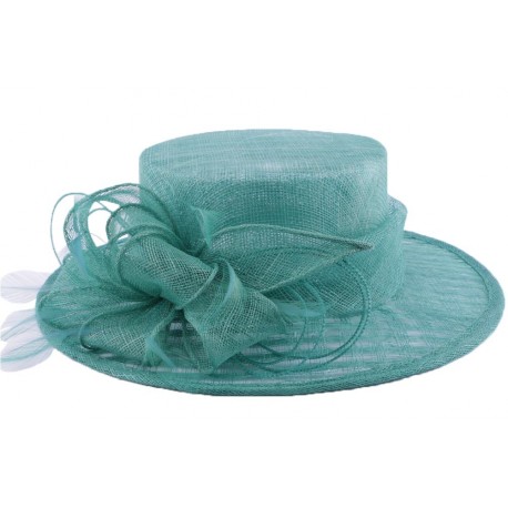 Chapeau Cérémonie Fève en sisal Turquoise ANCIENNES COLLECTIONS divers