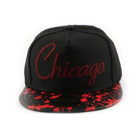 Snapback Hip Hop Chicago noire et rouge CASQUETTES Hip Hop Honour