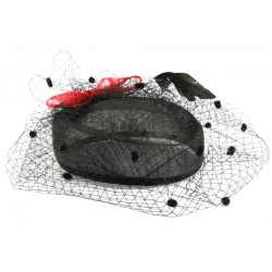 Chapeau Mariage Louly en sisal Noir et Rouge ANCIENNES COLLECTIONS divers