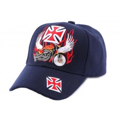 Casquette Biker Bleu Croix de Malte et Moto ANCIENNES COLLECTIONS divers