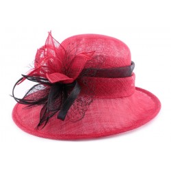 Chapeau de Mariage Standy Rouge et Noir en sisal ANCIENNES COLLECTIONS divers