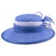 Chapeau Mariage Claridge bleu à pois blancs en sisal ANCIENNES COLLECTIONS divers