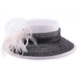 Chapeau Mariage Duesbury Blanc et Noir en sisal ANCIENNES COLLECTIONS divers